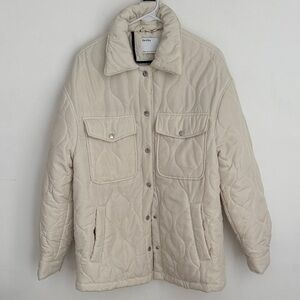 Bershka Beige Quilted Puffer Jacket